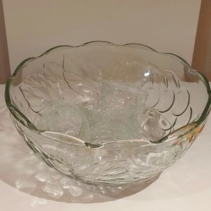 Gibson Glass Punch Bowl + Cups